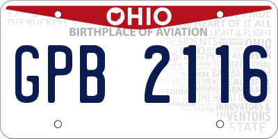 OH license plate GPB2116