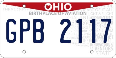 OH license plate GPB2117