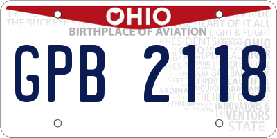 OH license plate GPB2118