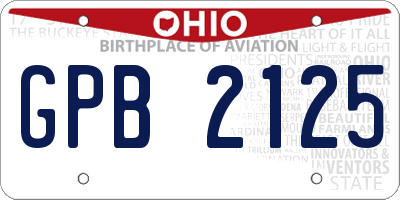 OH license plate GPB2125