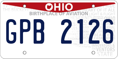 OH license plate GPB2126