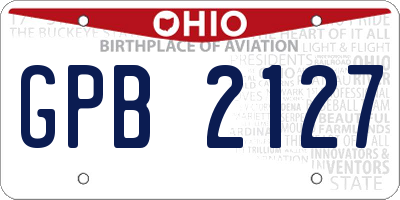 OH license plate GPB2127