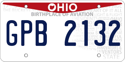 OH license plate GPB2132