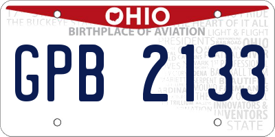 OH license plate GPB2133