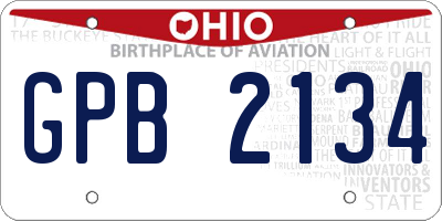 OH license plate GPB2134