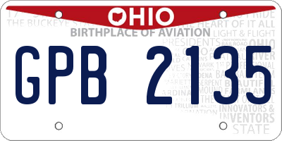 OH license plate GPB2135