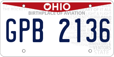 OH license plate GPB2136