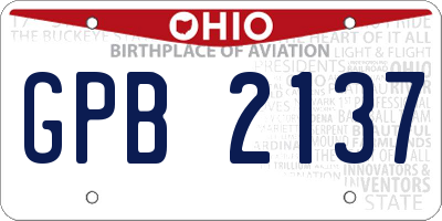 OH license plate GPB2137