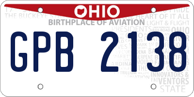 OH license plate GPB2138