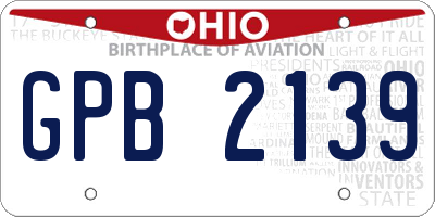 OH license plate GPB2139