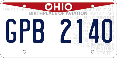 OH license plate GPB2140