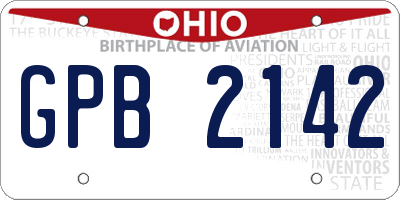 OH license plate GPB2142