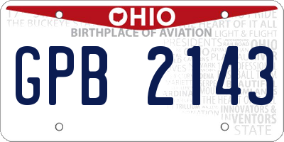 OH license plate GPB2143