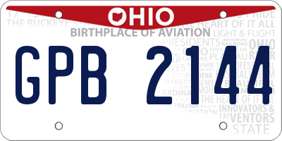 OH license plate GPB2144