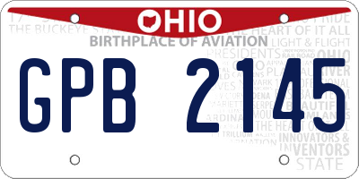 OH license plate GPB2145