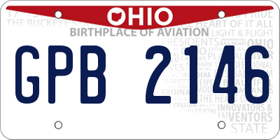OH license plate GPB2146