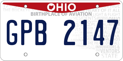 OH license plate GPB2147