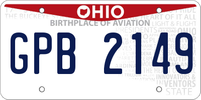 OH license plate GPB2149