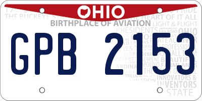 OH license plate GPB2153