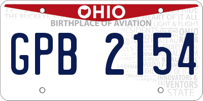 OH license plate GPB2154