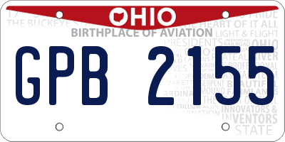 OH license plate GPB2155
