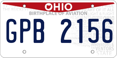 OH license plate GPB2156