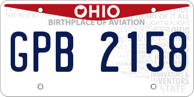 OH license plate GPB2158
