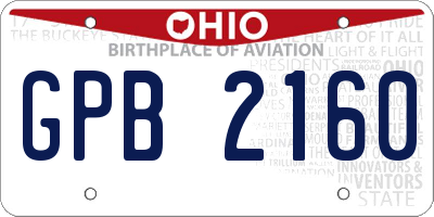 OH license plate GPB2160