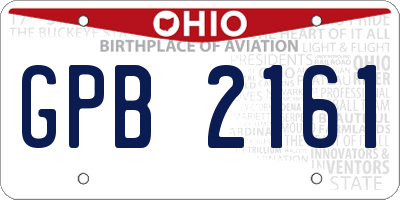 OH license plate GPB2161
