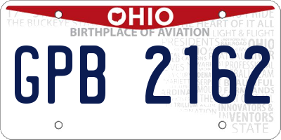 OH license plate GPB2162