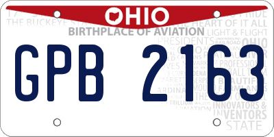 OH license plate GPB2163