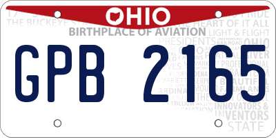 OH license plate GPB2165