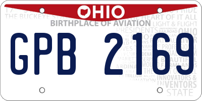OH license plate GPB2169