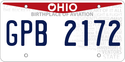 OH license plate GPB2172