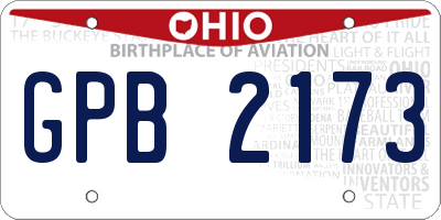 OH license plate GPB2173