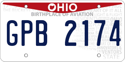 OH license plate GPB2174
