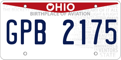 OH license plate GPB2175