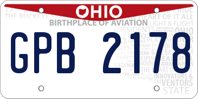 OH license plate GPB2178