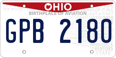 OH license plate GPB2180