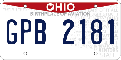 OH license plate GPB2181