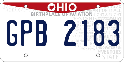 OH license plate GPB2183