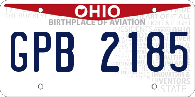 OH license plate GPB2185