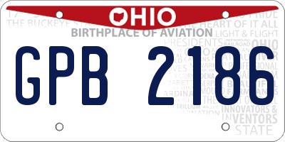 OH license plate GPB2186
