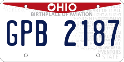 OH license plate GPB2187