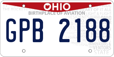 OH license plate GPB2188