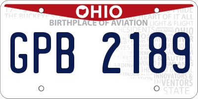 OH license plate GPB2189
