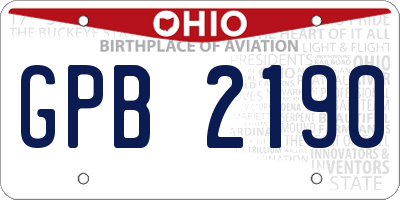 OH license plate GPB2190