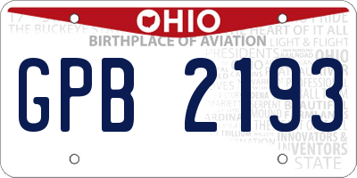 OH license plate GPB2193