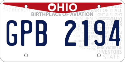 OH license plate GPB2194