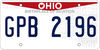 OH license plate GPB2196